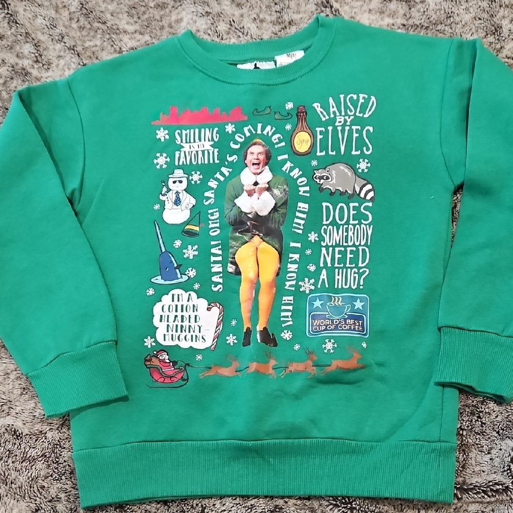 Elf Movie BUDDY (Will Ferrell) Holiday Crew Sweatshirt TALKING (M8) - NEW!